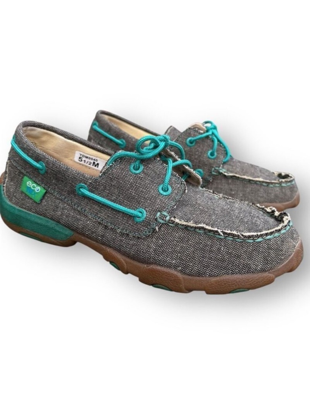 Twisted X Youth ECO TWX Dust & Turquoise Driving Moccasins Size 5.5